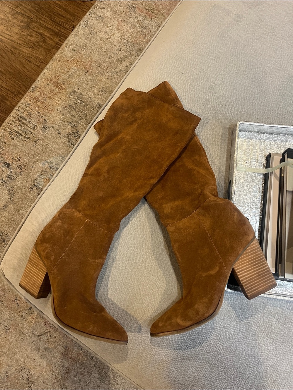 Steve Madden Chestnut Suede Mid-Calf Block Heel Boots